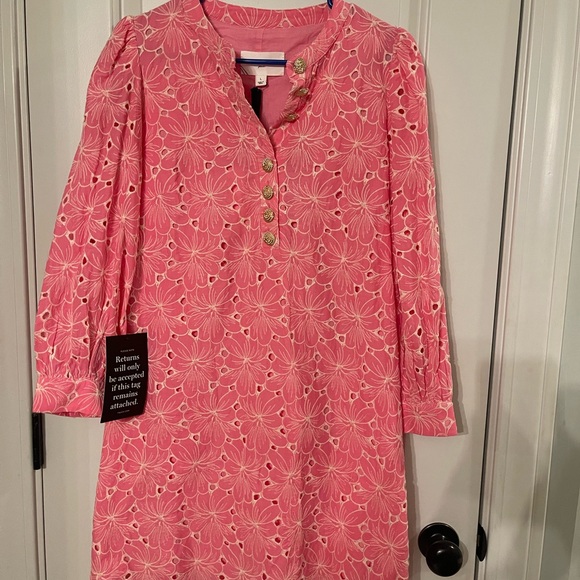 Tuckernuck Pomander Place Pink Floral Eyelet Samantha Dress - Picture 3 of 6